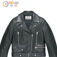 黑色皮革biker jacket$15,999