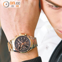 CONQUEST CLASSIC MOONPHASE玫瑰金鋼錶殼及錶帶、黑色錶盤腕錶 $41,600