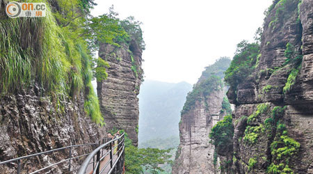 雁蕩山奇峰突立，兩邊都是懸崖峭壁，一見難忘。