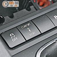 DCC主動式車架控制系統屬標準配置，懸掛軟硬可自行調校。