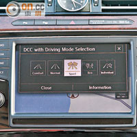 測試車裝上動態底盤控制系統（DCC），舒適與動感操控可隨時變更。