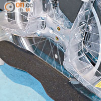 踏板具防滑面，惟只有右側才設膠墊，建議以右腳上板。