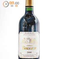 Bouscassé Vieilles Vignes 2000 $355（d）<br>被譽為是Madiran地區至Top紅酒之一，帶水果氣息，點點酒渣沉澱着，喝着喝着竟嘗到雪茄及朱古力咖啡的香氣。