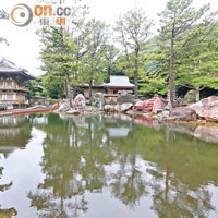 在寺中的人工湖旁，竟是「打龍」級園景。