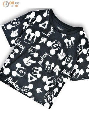Mickey頭像Logo黑色T恤 $339
