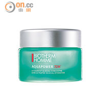 BIOTHERM HOMME Aquapower溫泉強效72H超保濕凝露 $450/200ml（F）<br>糅合珍貴南極冰海水生生物P. Antarctica萃取與甘露醣、玻尿酸及品牌王牌補濕成分水源再生因子TM瞬速滲透肌底修護。