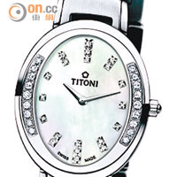 Mademoiselle by TITONI優雅伊人系列　$6,900<br>腕錶以珍珠貝母做錶盤，予人清麗脫俗感覺，具另一番味道。