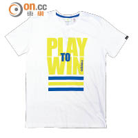 白 ×螢光黃色Play to Win英文圖案Tee $199