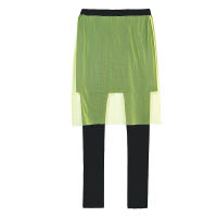 黑×螢光綠色透薄網布裙褲 $499