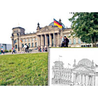 Loklam喜愛繪畫，天氣好時會去寫生，圖為德國聯邦國會大樓。