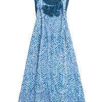 綴立體花藍染圖案連身裙 $2,995