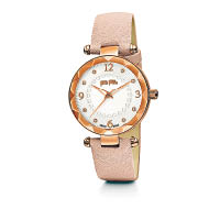 Classy Element鍍玫瑰金錶殼配淺粉紅色皮帶腕錶 $3,355
