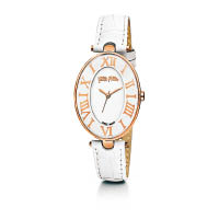 Romance白色鍍玫瑰金錶殼配白色皮帶腕錶 $3,355