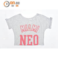  adidas Originals灰×螢光橙色 MIAMI NEO英文字樣Cropped Top 未定價（C）