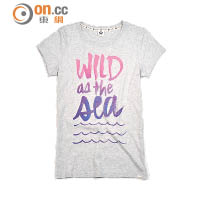 ROXY灰×粉紅×紫色「Wild as the sea」Tee $238（G）