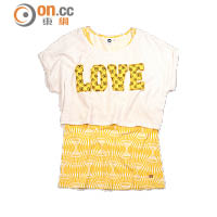 ROXY白×黃色「Love」Tee $438（G）