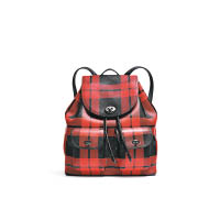 Mount Plaid紅×黑色格仔皮革背囊 $6,700
