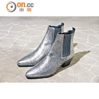 銀色蛇紋皮革 Ankle Boots $4,390
