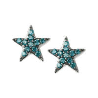 Stars 18K白金藍色鑽石耳環 $2,400