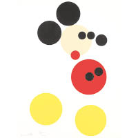 Damien Hirst的版畫作品《Mickey》，以數個圓形組成人人也能看懂的圖案，版數為8/250，估價為$12萬至$15萬港元。