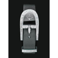 HEURE AUDACIEUSE 18K白金鑽石腕錶，配襯黑色手工縫製緞面錶帶，鑲有172顆長方形切割鑽石，總重約11.30卡。