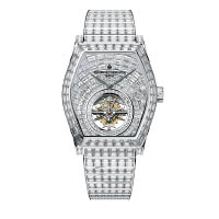 MALTE高級珠寶陀飛輪腕錶，鑲有742顆長方形切割鑽石，總重約28.9卡。