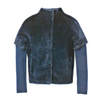 藍色毛毛拼針織袖外套 $15,600
