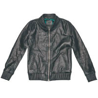 女裝no.221 黑色皮革 Zip-up Bomber Jacket $4,780