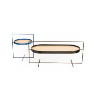 Basket Table<br>從手提籃激發創作概念，桌面被幼筋框起，既有足夠承托力，又方便移動。桌面以盤面形式設計，可防止桌上物件於搬動過程中跌到地上，適合作茶几使用。