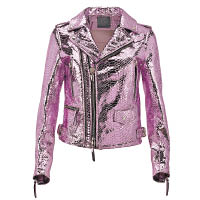 粉紅金屬色Biker皮褸 $28,900