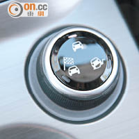 波棍後方設駕駛模式旋鈕，可從Auto、Sport及Traction模式中選擇。