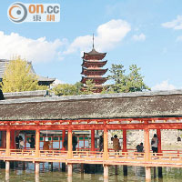 嚴島神社分為本殿、大鳥居、神樂舞台、寶物收藏庫、五重塔等30幢建築物。