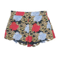 黑×紅×藍色刺繡花卉短褲 $5,090