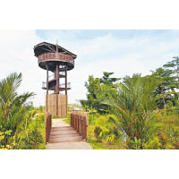 散步路上設有高10米的觀賞塔，可以飽覽園區景色。