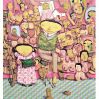 Os Gemeos《奇蹟沙龍》（2008年作）<br>生於巴西聖保羅的兄弟幫，二人的創作受當地民俗藝術、嘻哈文化影響，故事性濃。