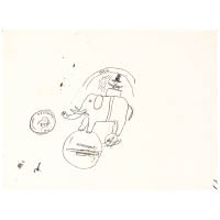 Jean-Michel Basquiat<br>《無題（象）》（1987年作）<br>死時僅27歲的美國藝術家，早年以假名「SAMO」進行創作，很快便於塗鴉界打響名聲，其作品成為戰後紐約市的重要風景。