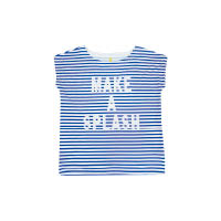 藍×白色短袖「MAKE A SPLASH」橫間Tee $490