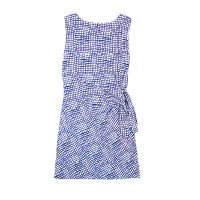 藍×白色印花綁帶連身裙 $990