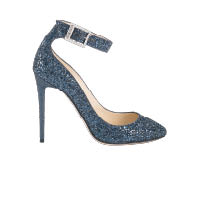 Helena深藍色閃片小圓頭高踭鞋 $6,250