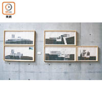 館內展示了安藤多幅的建築設計圖。
