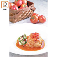 Tomato-Braised Pork Cabbage Rolls $448（d，Early Dining Menu）<br>椰菜包裹住用番茄醬及牛肉汁煮過的豬肉碎，椰菜煮得軟腍，香甜之餘還食到濃郁茄醬肉碎的味道。