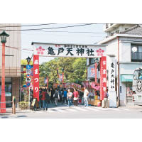 位於東京都內的龜戶天神社，每年會於花季期間舉辦紫藤花祭。