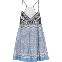 藍色印花棉質薄紗吊帶裙 $9,240