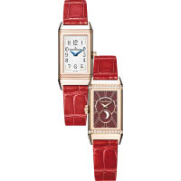 Reverso One Duetto Moon雙面月相翻轉系列腕錶，正面是時分顯示，背面設有時分及月相顯示。HK$17.9萬