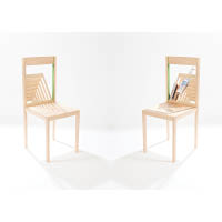 Narcissus Chair<br>椅背部分是一個漸層式木框，就像把鏡子放在座位時產生的連環倒影，可作儲物之用。