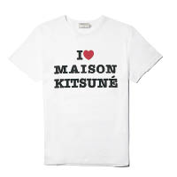Maison Kitsuné「I Heart Kitsuné」白色Slogan Tee（A）