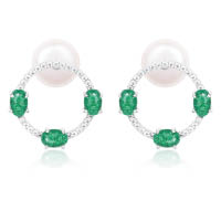 Collection MENTHE A L'EAU純銀鑲薄荷綠晶鑽珍珠耳環 $1,170
