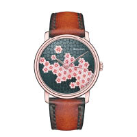  Villeret Cherry Blossom腕錶（配金胎鏨胎珐琅工藝錶盤、紅金錶殼）$136.9萬