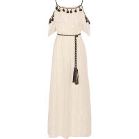 米×黑色繡花及流蘇Off ShoulderMaxi Dress $4,987