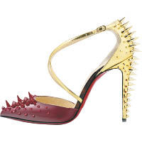女裝Goldocross紅×金色漆皮綴窩釘高踭鞋 $9,900（A）